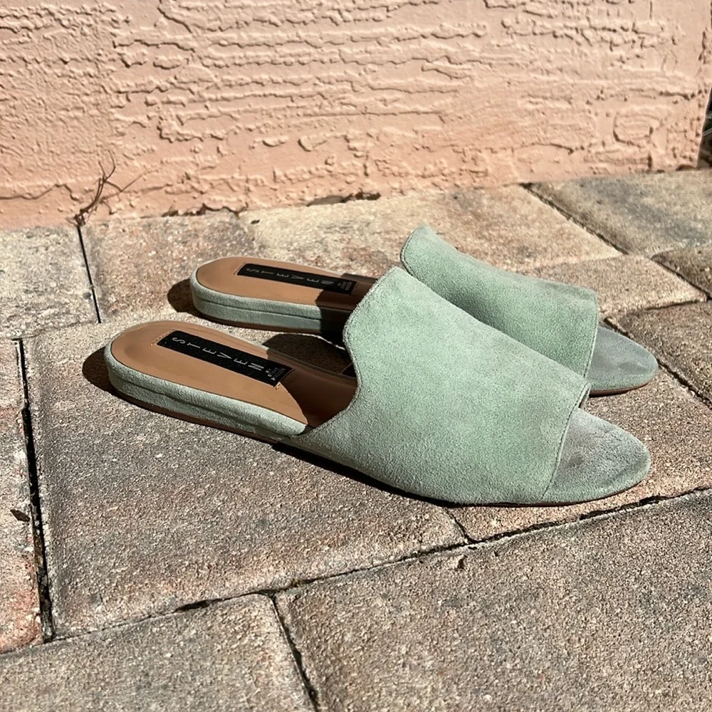 Steven by Steve Madden Sensai Green Suede Sandals Slides Open Toe Mule Size 8 - Picture 2 of 10